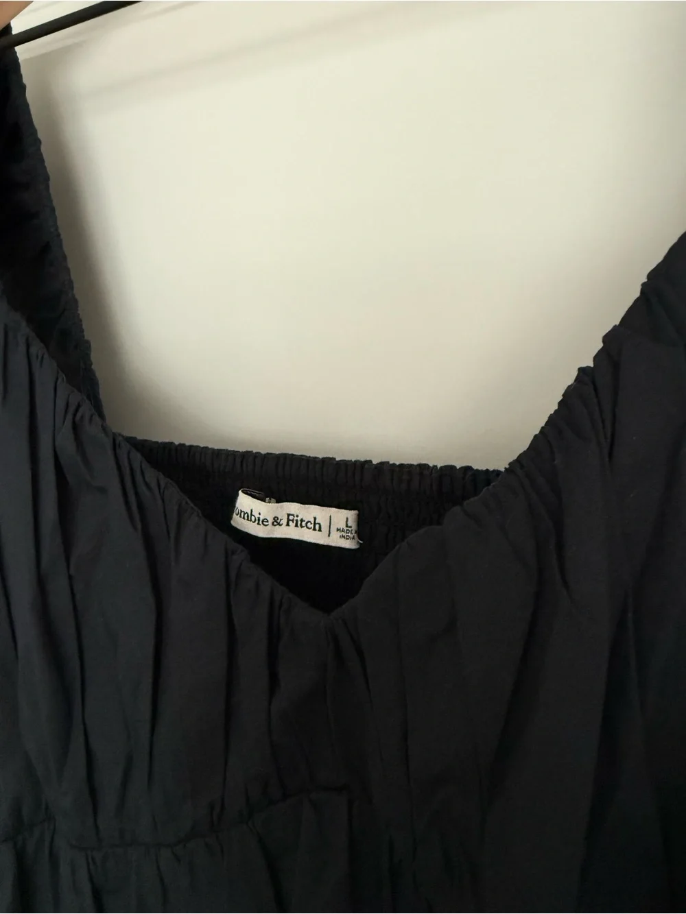 Abercrombie & Fitch Black Tiered Maxi Dress with Ruffled Shoulders